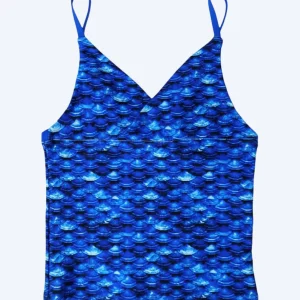Fin Fun tankini top for girls - Arctic Blue