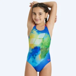 Arena swimsuit for girls - Placement Pro - Light blue/multi