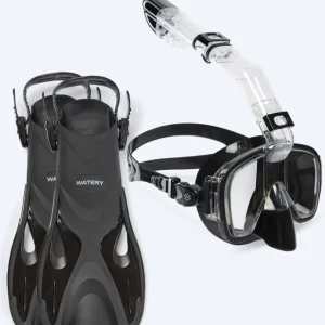 Watery snorkel set for adults - Fisher/Pearl - Black