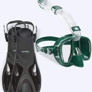 Watery snorkel set for adults - Fisher/Pearl - Dark green