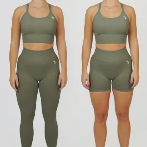 Form Seamless Scrunch Sports Bra, Leggings & Shorts Set - Olive Green